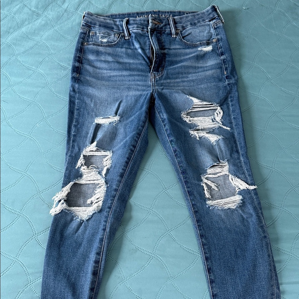 American Eagle Outfitters Ripped Blue Skinny Jeans